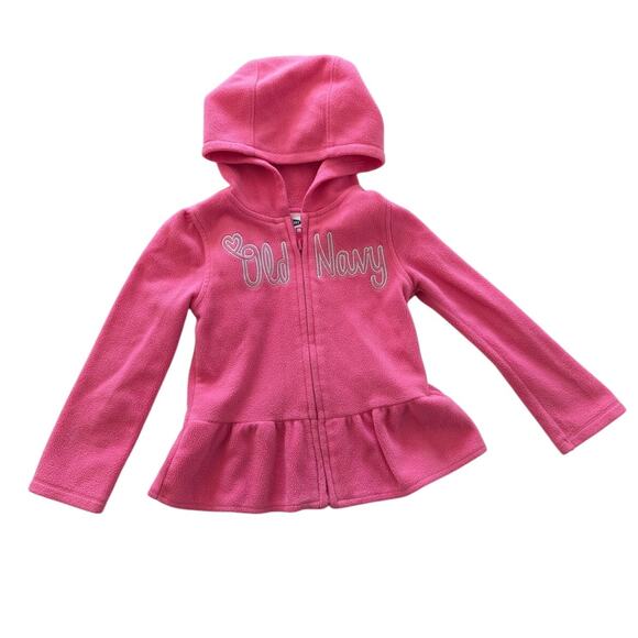 Old Navy Girls Pink Hooded Zip Fleece size 4T - Picture 1 of 4